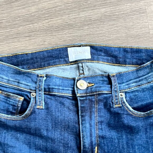 Hudson Jeans Dark Blue Mid-Rise Skinny Jeans with Raw Hem - Picture 3 of 12